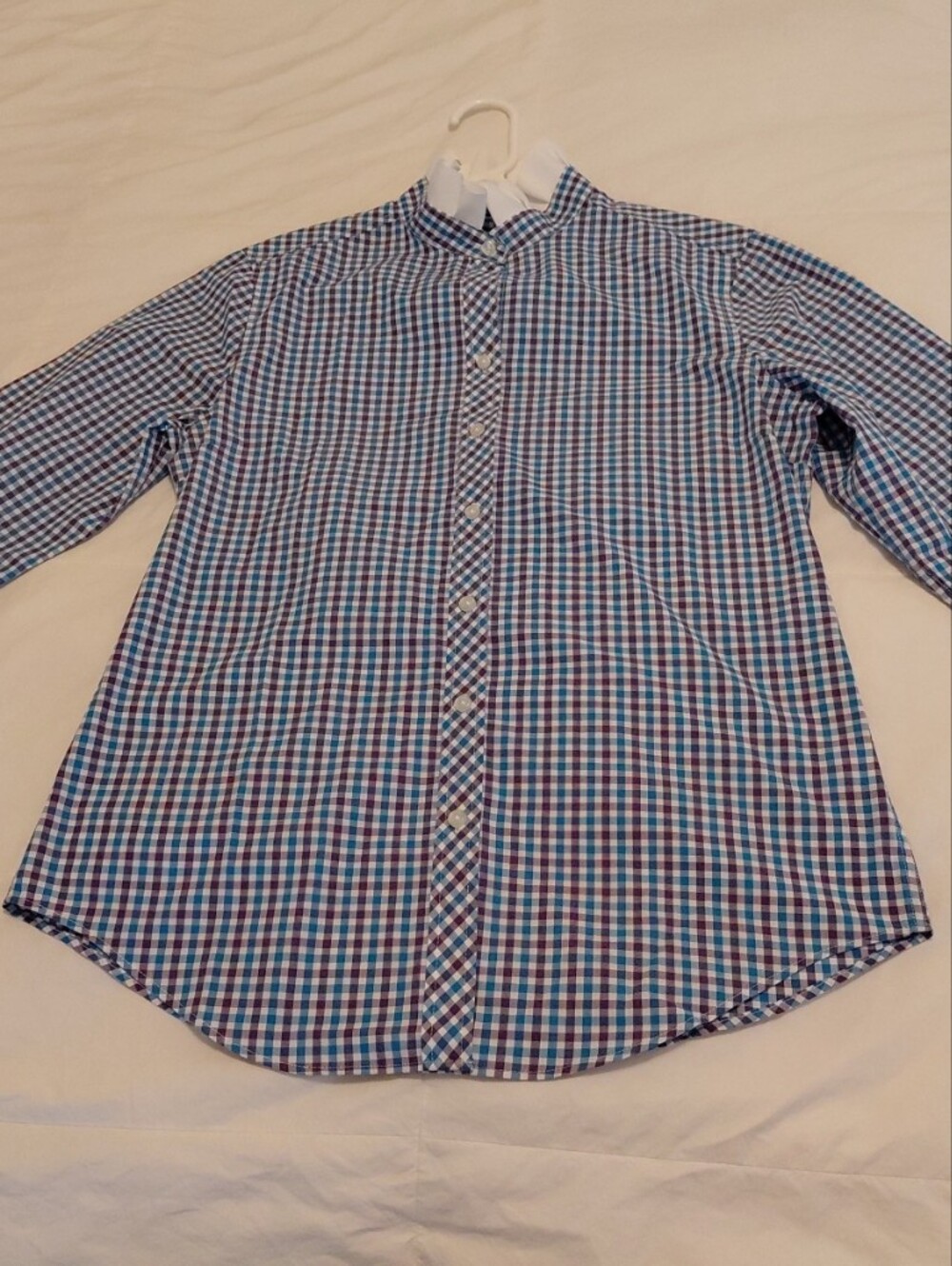 Pearly Vine Barbara Ann Ribbon Trim Plaid Shirt 3/4 Sleeve XS Excellent Conditio